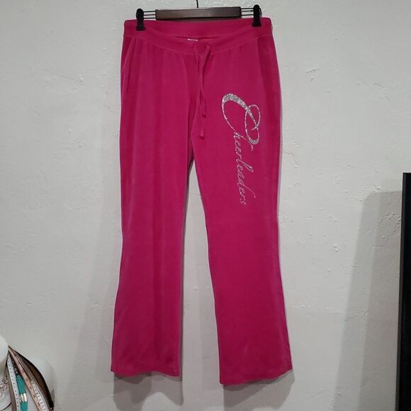 Y2K 2 Piece Hot Pink Stripper Gentleman's Club Employee Velour Tracksuit Size M - Picture 2 of 13